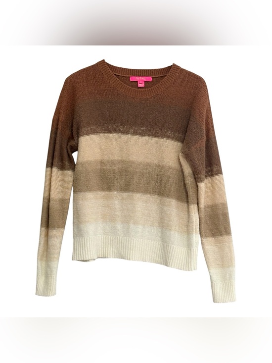 Lilly Pulitzer Sweaters - Lilly Pulitzer Brown Beige Cream Striped Crew Neck Long Sleeve Knit Sweater M